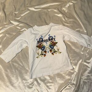 Burberry Kids White Long Sleeve Floral Tee